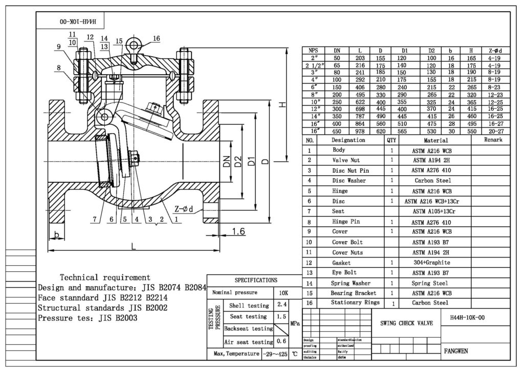 SCS13 Swing Check Valve,4 Inch,Jis10K,FF End - China Valve Manufacturer ...